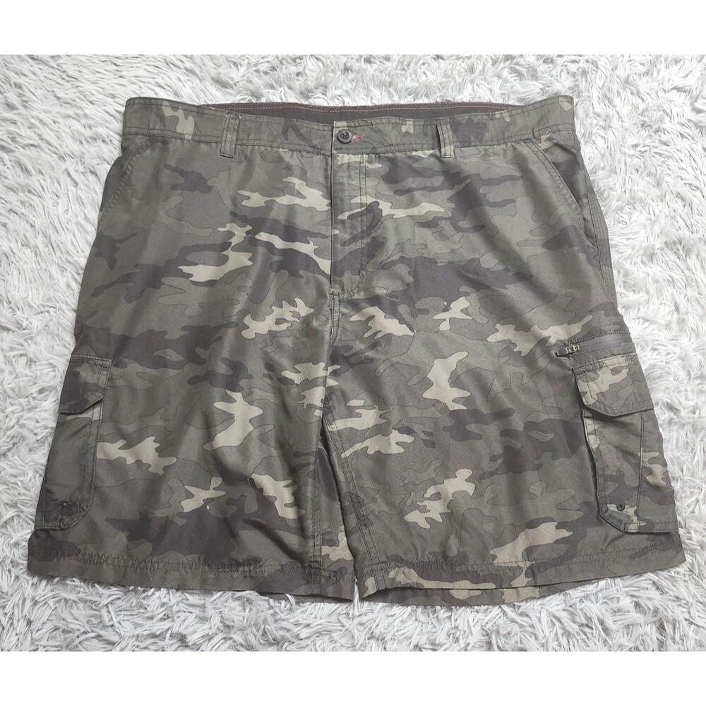 Burnside Cargo Shorts Mens 40 Camo Green Camouflage Outdoor Utility Pockets Zip‎